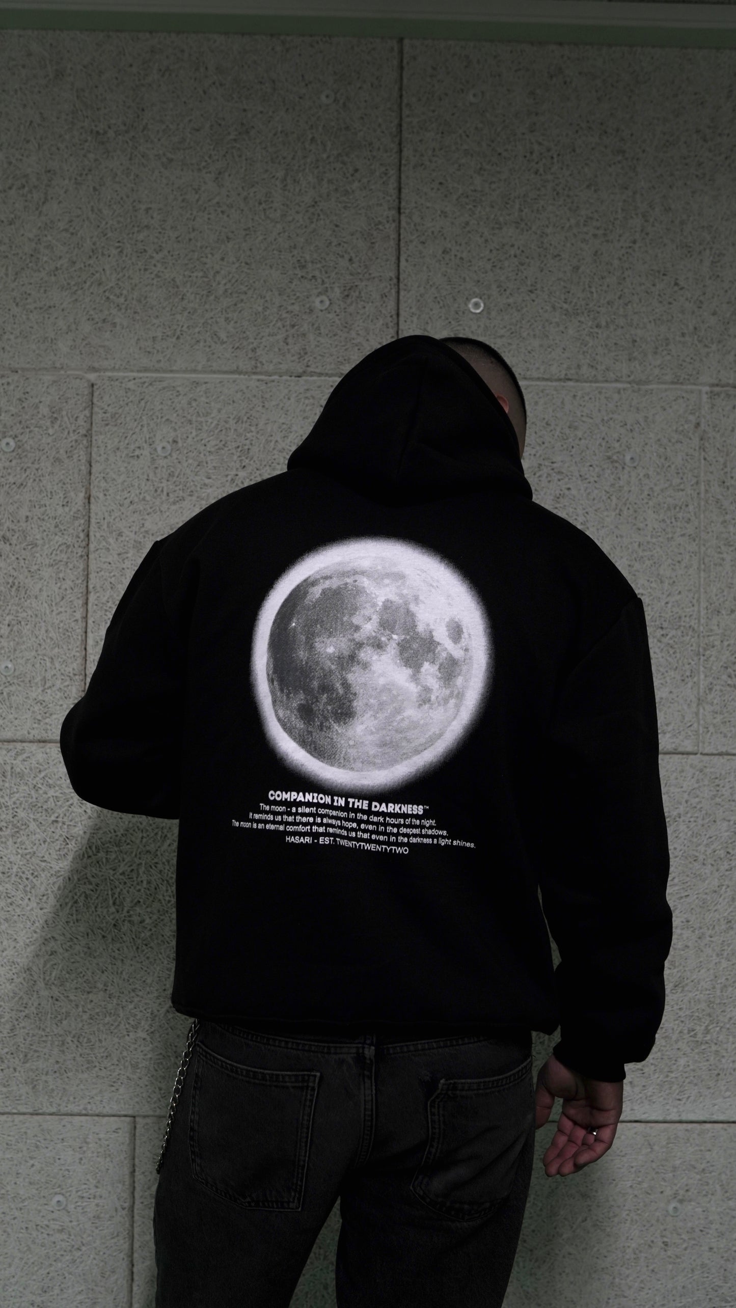 Y2K Moon Oversized Hoodie Black