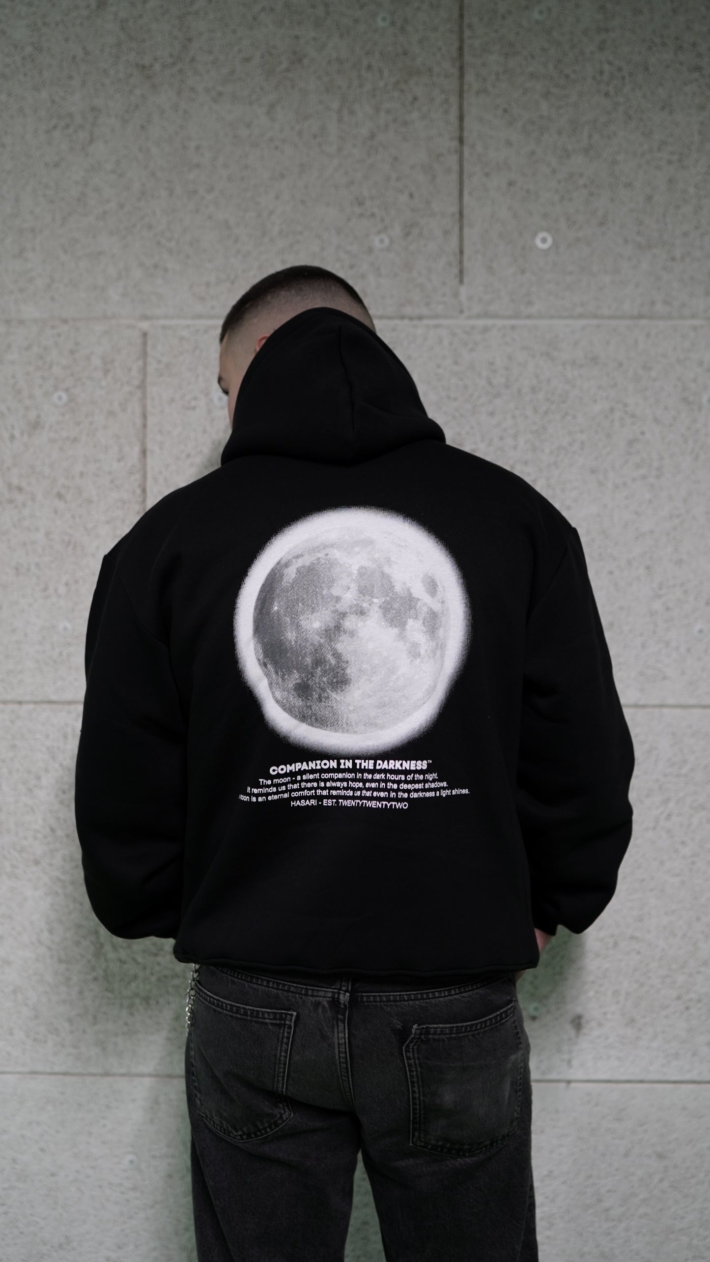 Y2K Moon Oversized Hoodie Black