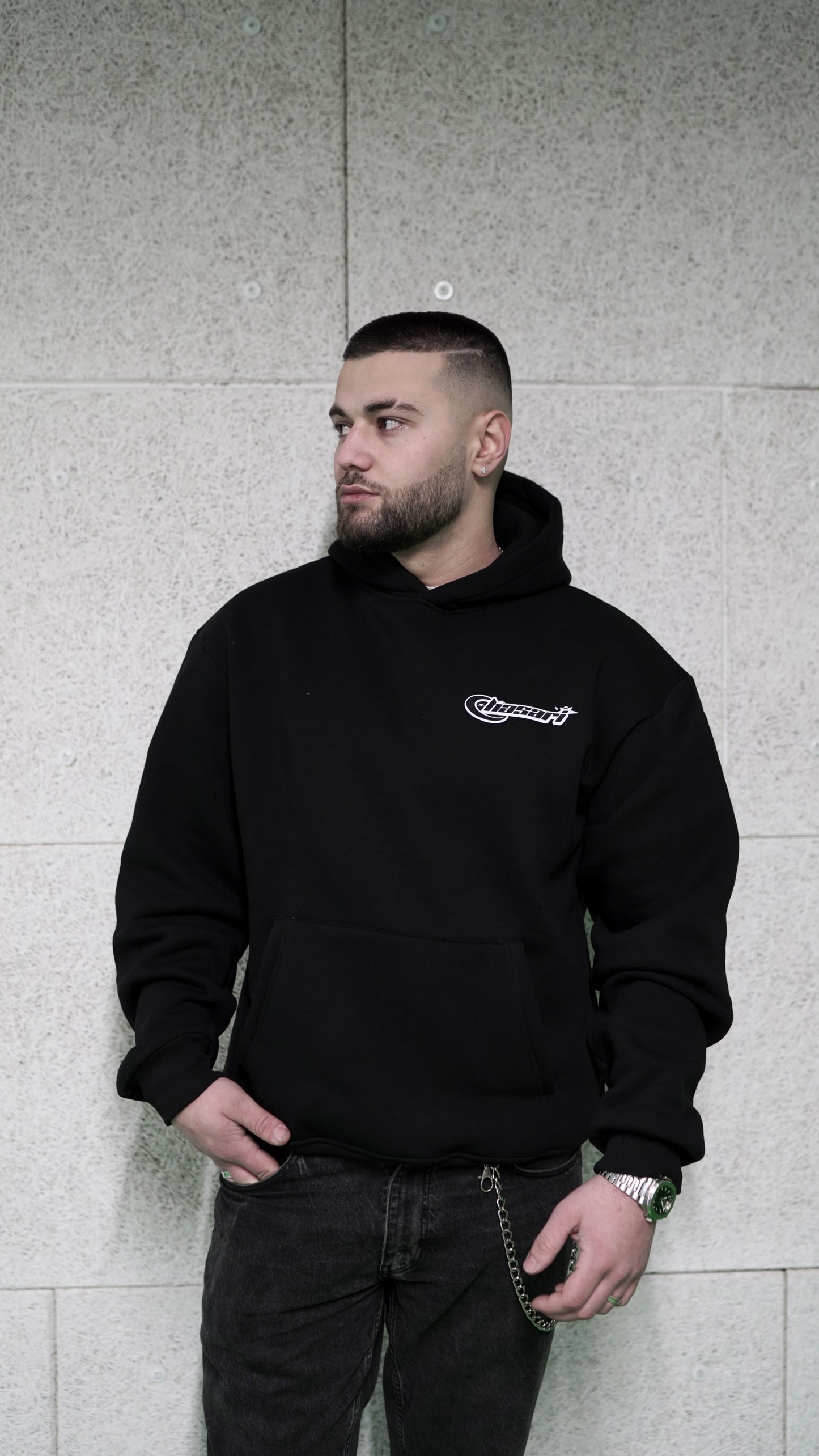 Y2K Moon Oversized Hoodie Black